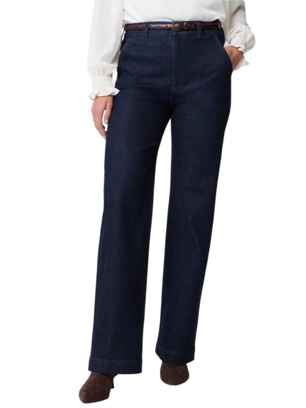 J.Crew Dark Wash High rise straight wide leg trouser jeans 26